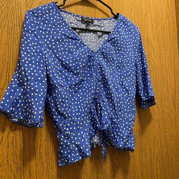 Topshop Blue Polka dot Crop Top size 4 - Picture 4 of 8